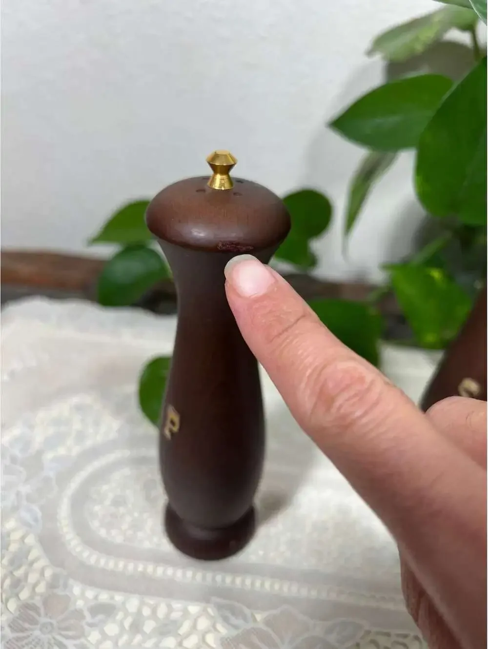 Vintage Japan Wooden with Gold Accents Salt and Pepper Shakers